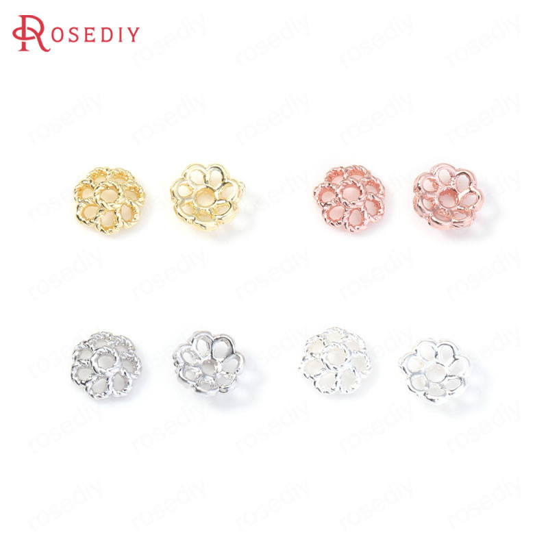 20 TK 8MM 24K kullavärvi hõbeda värvi roosa kullavärvi messingist helmed mütsid Kvaliteetsed isetehtud ehted Leiud Aksessuaarid