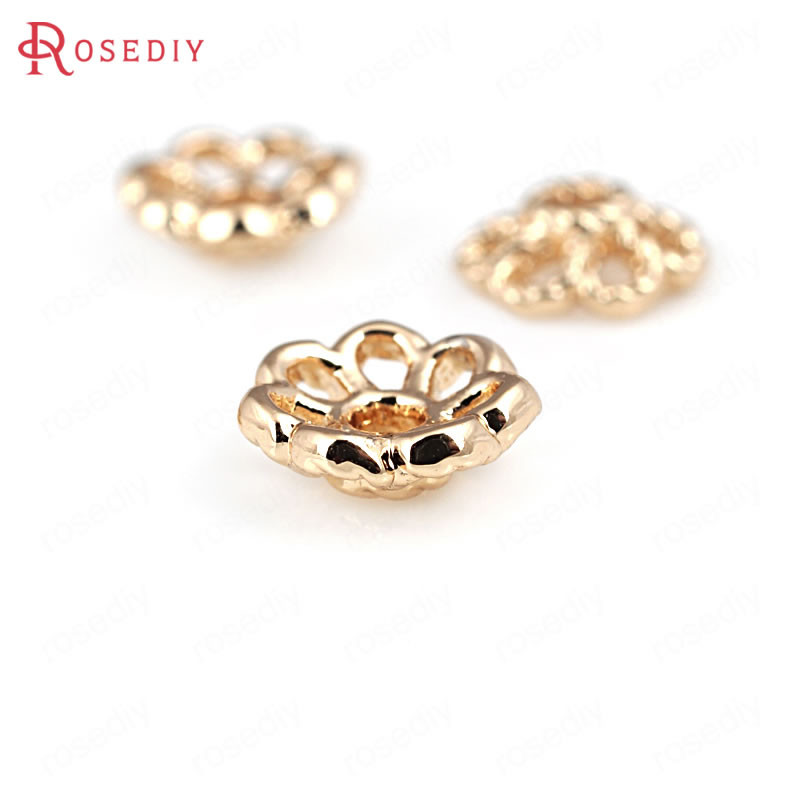 20 TK 8MM 24K kullavärvi hõbeda värvi roosa kullavärvi messingist helmed mütsid Kvaliteetsed isetehtud ehted Leiud Aksessuaarid