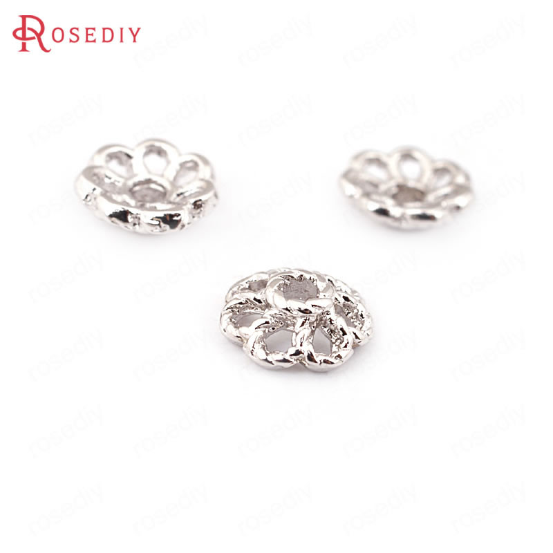 20 TK 8MM 24K kullavärvi hõbeda värvi roosa kullavärvi messingist helmed mütsid Kvaliteetsed isetehtud ehted Leiud Aksessuaarid