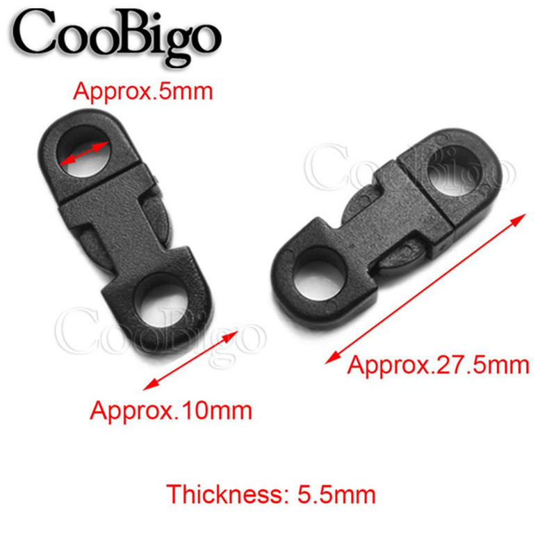 10 tk Küljekinnitusega pandla turvaklambrid Paracordi käevõru Koera kaelarihma köis Paela tarvikud Värviline 2 auku 5mm