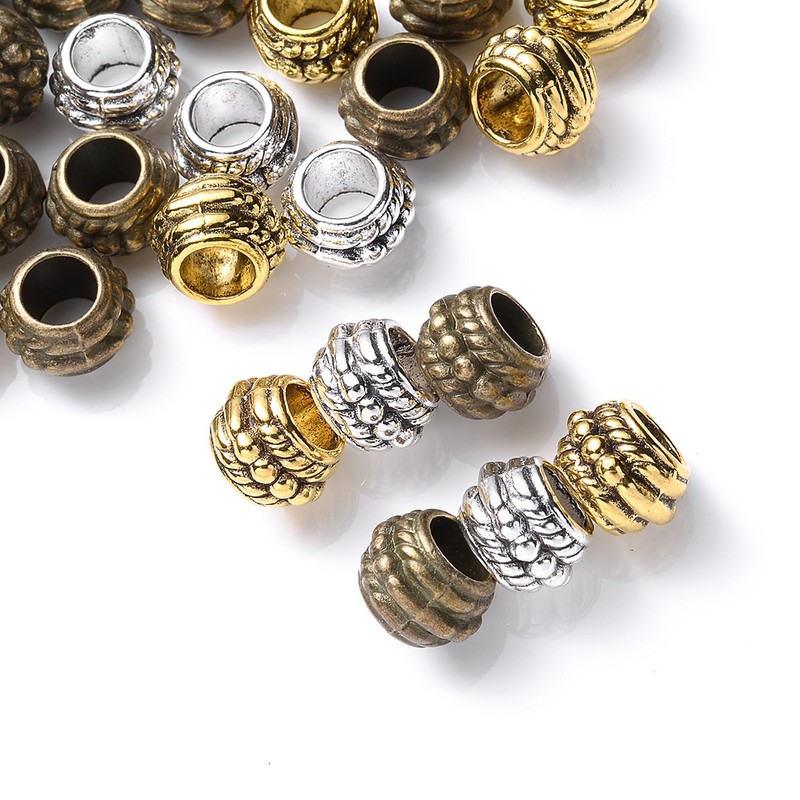 30 komada antiknih okruglih kuglica labavih razmaknica za izradu nakita Narukvice DIY Ručni radovi Dodaci 6x8 mm