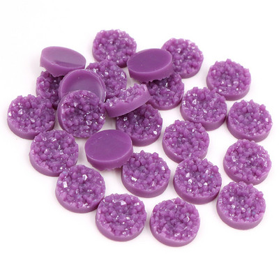 40 τμχ 8mm 10mm 12mm Πολύχρωμα Φυσικό Μεταλλεύμα Επίπεδη Ρητίνη Druzy Cabochons για Βραχιόλια Σκουλαρίκια Αξεσουάρ Κατασκευής κοσμημάτων DIY