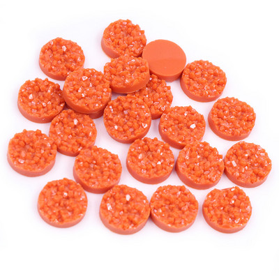 40 τμχ 8mm 10mm 12mm Πολύχρωμα Φυσικό Μεταλλεύμα Επίπεδη Ρητίνη Druzy Cabochons για Βραχιόλια Σκουλαρίκια Αξεσουάρ Κατασκευής κοσμημάτων DIY