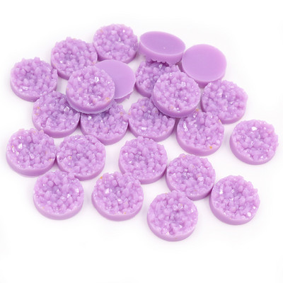 40 τμχ 8mm 10mm 12mm Πολύχρωμα Φυσικό Μεταλλεύμα Επίπεδη Ρητίνη Druzy Cabochons για Βραχιόλια Σκουλαρίκια Αξεσουάρ Κατασκευής κοσμημάτων DIY