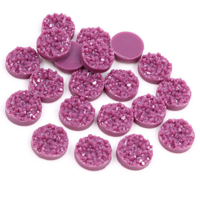 40 τμχ 8mm 10mm 12mm Πολύχρωμα Φυσικό Μεταλλεύμα Επίπεδη Ρητίνη Druzy Cabochons για Βραχιόλια Σκουλαρίκια Αξεσουάρ Κατασκευής κοσμημάτων DIY