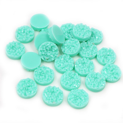 40 τμχ 8mm 10mm 12mm Πολύχρωμα Φυσικό Μεταλλεύμα Επίπεδη Ρητίνη Druzy Cabochons για Βραχιόλια Σκουλαρίκια Αξεσουάρ Κατασκευής κοσμημάτων DIY