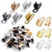 200 τεμ. Cove Clasps Κορδόνι Καπέλα άκρου με κλιπ Πτυσσόμενο κορδέλα με κορδέλα με κορδέλα Δερμάτινο συνδετήρα με κλιπ για προμήθειες κατασκευής κοσμημάτων DIY