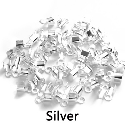 200 τεμ. Cove Clasps Κορδόνι Καπέλα άκρου με κλιπ Πτυσσόμενο κορδέλα με κορδέλα με κορδέλα Δερμάτινο συνδετήρα με κλιπ για προμήθειες κατασκευής κοσμημάτων DIY