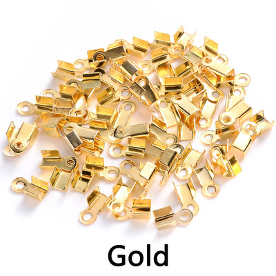 200 τεμ. Cove Clasps Κορδόνι Καπέλα άκρου με κλιπ Πτυσσόμενο κορδέλα με κορδέλα με κορδέλα Δερμάτινο συνδετήρα με κλιπ για προμήθειες κατασκευής κοσμημάτων DIY