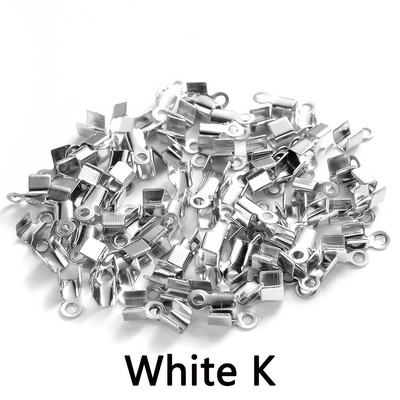 200 τεμ. Cove Clasps Κορδόνι Καπέλα άκρου με κλιπ Πτυσσόμενο κορδέλα με κορδέλα με κορδέλα Δερμάτινο συνδετήρα με κλιπ για προμήθειες κατασκευής κοσμημάτων DIY