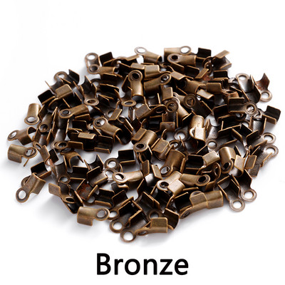 200 τεμ. Cove Clasps Κορδόνι Καπέλα άκρου με κλιπ Πτυσσόμενο κορδέλα με κορδέλα με κορδέλα Δερμάτινο συνδετήρα με κλιπ για προμήθειες κατασκευής κοσμημάτων DIY