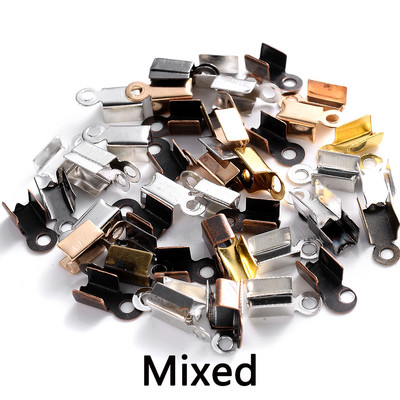 200 τεμ. Cove Clasps Κορδόνι Καπέλα άκρου με κλιπ Πτυσσόμενο κορδέλα με κορδέλα με κορδέλα Δερμάτινο συνδετήρα με κλιπ για προμήθειες κατασκευής κοσμημάτων DIY