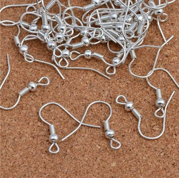 100Pcs Ανοξείδωτο ατσάλι Γάντζος Σκουλαρίκια Ear Wire Hook Findings For DIY Jewelry Findings Making Silvered Earring Accessories