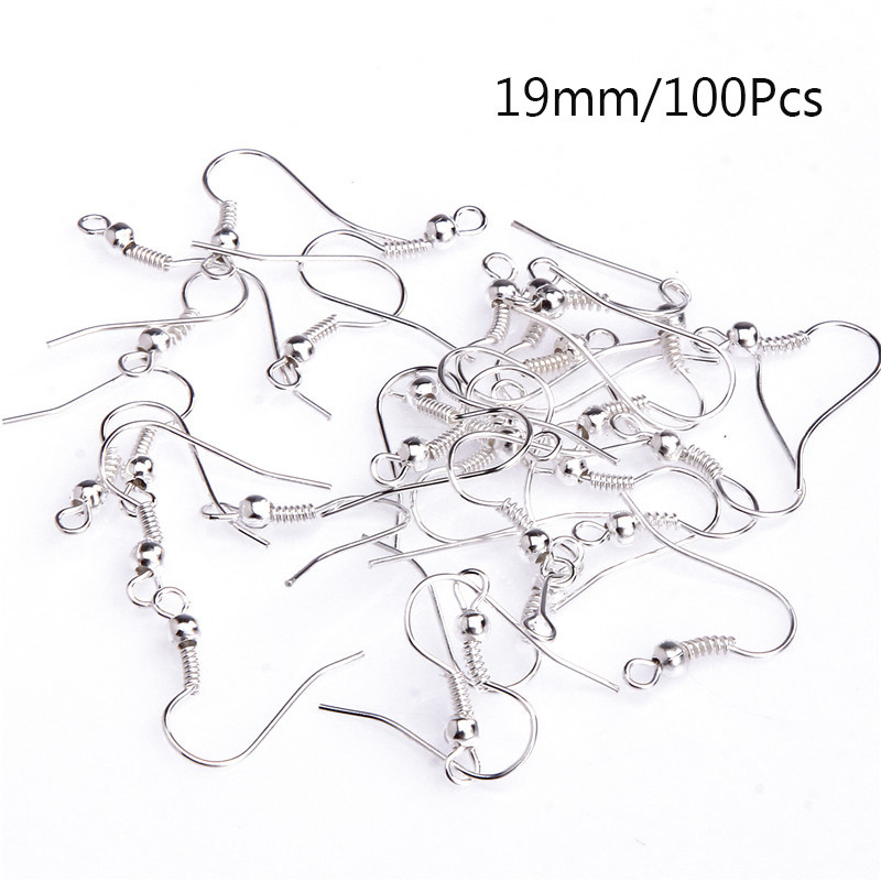 100Pcs Ανοξείδωτο ατσάλι Γάντζος Σκουλαρίκια Ear Wire Hook Findings For DIY Jewelry Findings Making Silvered Earring Accessories