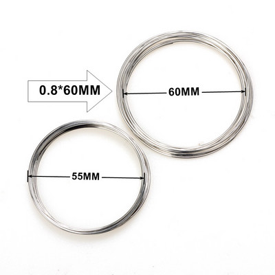 0,8mm 55/60mm Ρόδιο/KC Χρυσό Μνήμη Συρμάτινο Σχοινί Χάντρες από χάλυβα ευρήματα Καρφίτσες Κενά βραχιόλια βραχιόλια Κατασκευή κοσμημάτων DIY