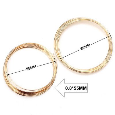 0,8mm 55/60mm Ρόδιο/KC Χρυσό Μνήμη Συρμάτινο Σχοινί Χάντρες από χάλυβα ευρήματα Καρφίτσες Κενά βραχιόλια βραχιόλια Κατασκευή κοσμημάτων DIY