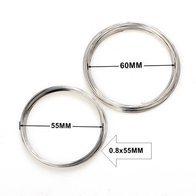 0,8mm 55/60mm Ρόδιο/KC Χρυσό Μνήμη Συρμάτινο Σχοινί Χάντρες από χάλυβα ευρήματα Καρφίτσες Κενά βραχιόλια βραχιόλια Κατασκευή κοσμημάτων DIY