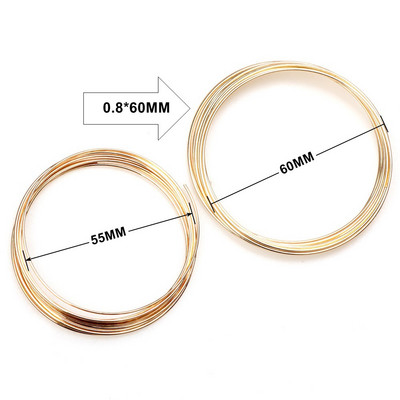 0,8mm 55/60mm Ρόδιο/KC Χρυσό Μνήμη Συρμάτινο Σχοινί Χάντρες από χάλυβα ευρήματα Καρφίτσες Κενά βραχιόλια βραχιόλια Κατασκευή κοσμημάτων DIY
