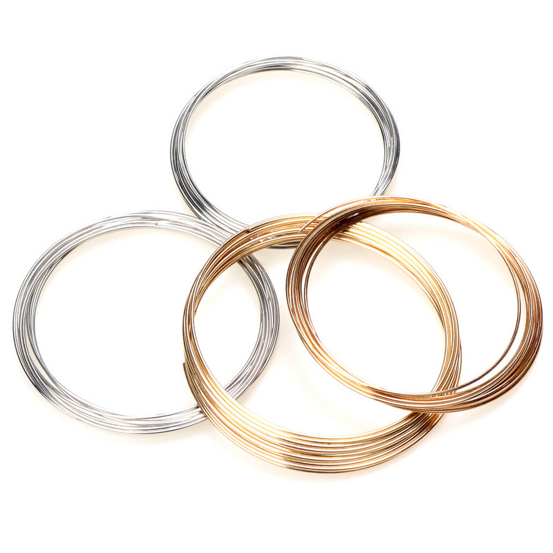 0,8mm 55/60mm Ρόδιο/KC Χρυσό Μνήμη Συρμάτινο Σχοινί Χάντρες από χάλυβα ευρήματα Καρφίτσες Κενά βραχιόλια βραχιόλια Κατασκευή κοσμημάτων DIY