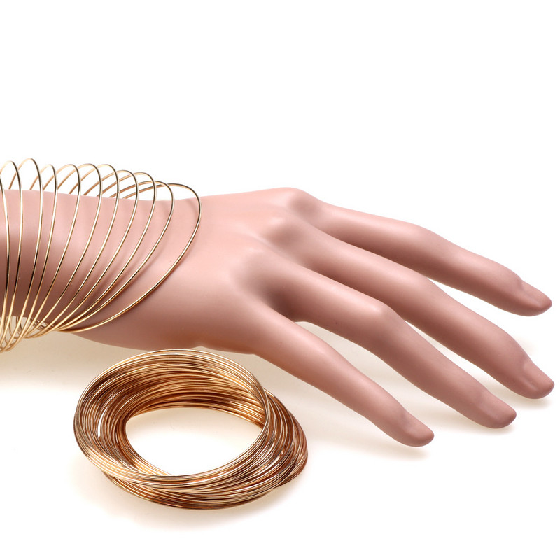 0,8mm 55/60mm Ρόδιο/KC Χρυσό Μνήμη Συρμάτινο Σχοινί Χάντρες από χάλυβα ευρήματα Καρφίτσες Κενά βραχιόλια βραχιόλια Κατασκευή κοσμημάτων DIY