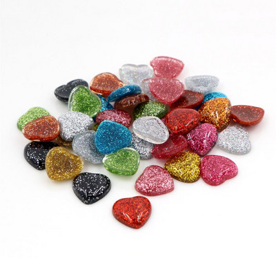 New Fashion 40gb 12mm Heart Style Mix Colors Plakana aizmugure Resin Cabochons Cameo Rokassprādzes Auskari aksesuāri