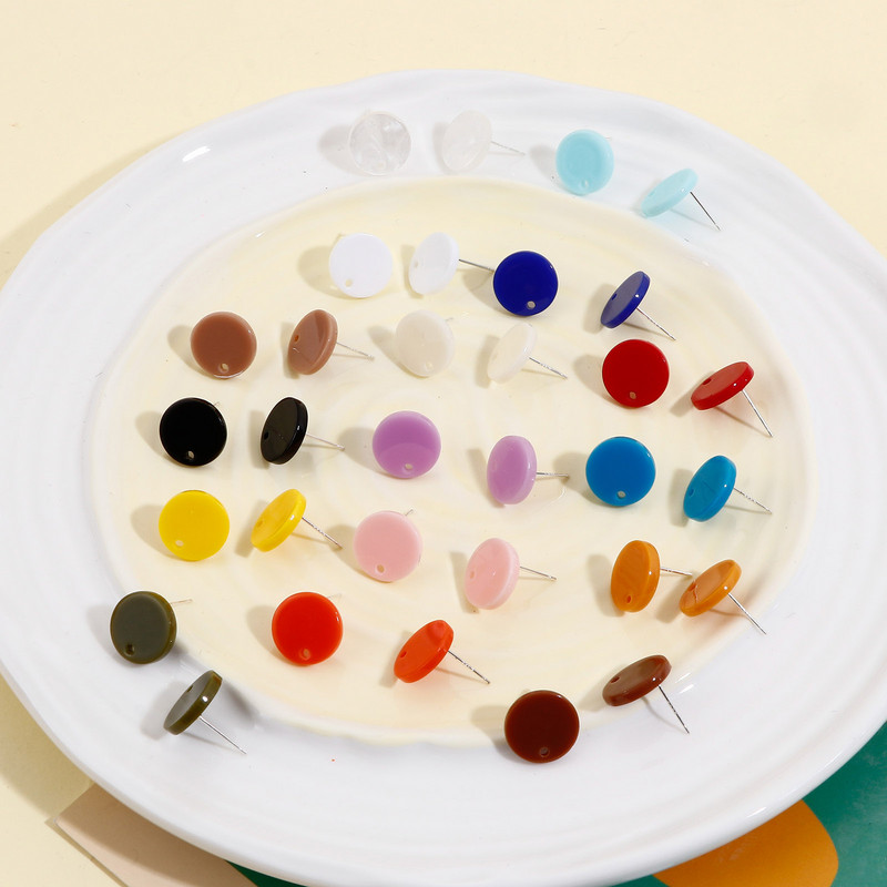 14mm Πολύχρωμα ακρυλικά Ear Post Stud σκουλαρίκια Αξεσουάρ στρογγυλά με θηλιά DIY Drop Earring Ευρήματα κοσμημάτων γυναικών για πάρτι, 10 τμχ