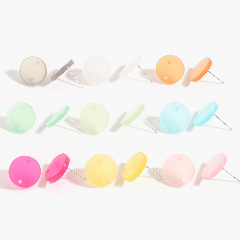 14mm Πολύχρωμα ακρυλικά Ear Post Stud σκουλαρίκια Αξεσουάρ στρογγυλά με θηλιά DIY Drop Earring Ευρήματα κοσμημάτων γυναικών για πάρτι, 10 τμχ