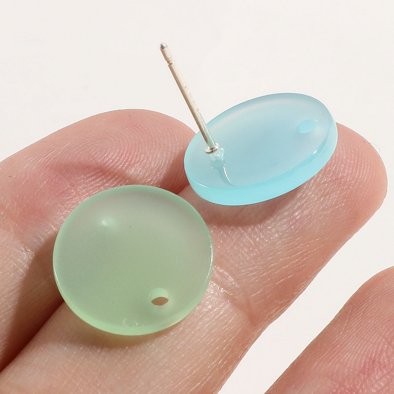 14mm Πολύχρωμα ακρυλικά Ear Post Stud σκουλαρίκια Αξεσουάρ στρογγυλά με θηλιά DIY Drop Earring Ευρήματα κοσμημάτων γυναικών για πάρτι, 10 τμχ