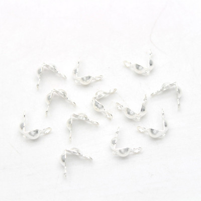 Κορυφαίας ποιότητας Clamshell Calotte Crimp End Cap Ανοιχτό κάλυμμα χάντρας 8mm Επικαλυμμένο με ασήμι ορειχάλκινο άκρο με χάντρες (κύπελλο 4mm) για την κατασκευή κοσμημάτων