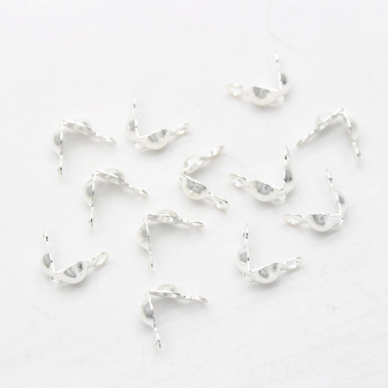 Κορυφαίας ποιότητας Clamshell Calotte Crimp End Cap Ανοιχτό κάλυμμα χάντρας 8mm Επικαλυμμένο με ασήμι ορειχάλκινο άκρο με χάντρες (κύπελλο 4mm) για την κατασκευή κοσμημάτων