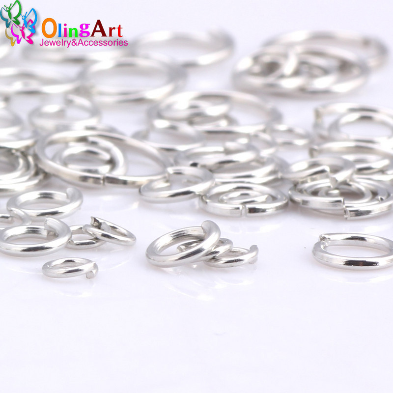 OlingArt prevlaka od rodija Jump Ring 6mm/8mm/9mm/10mm/12mm karika petlja Mješovite veličine DIY izrada nakita Konektor Promjer žice 1.0MM
