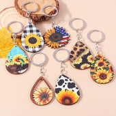 Värvilised päevalillest võtmehoidjad Puidust Vesitilk Ripatsid Võtmehoidjad Suveniirikingitused Naistele Meestele Käekott Võtmehoidjad Aksessuaarid