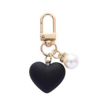 Μαύρο λευκό παγωμένο μπρελόκ καρδιά με μαργαριτάρια γοητεία Μοντέρνα στολίδια τσάντα θήκης ακουστικών για ζευγάρια Αξεσουάρ δώρου φιλίας