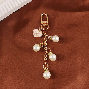 Μόδα Faux Pearl Tassel Keychain Pink Heart Letter μενταγιόν για γυναικεία τσάντα Στολίδι Εκλεκτή θήκη ακουστικών Κοσμήματα Δώρο