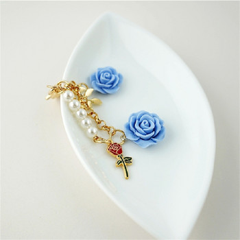Ins 3D Rose Resin Camellia κρεμαστό κλειδί μαργαριταρένιο κράμα για γυναίκες Βάση κλειδιού αυτοκινήτου Θήκη για ακουστικά Αξεσουάρ τσάντα
