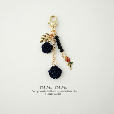 Ins 3D Rose Resin Camellia κρεμαστό κλειδί μαργαριταρένιο κράμα για γυναίκες Βάση κλειδιού αυτοκινήτου Θήκη για ακουστικά Αξεσουάρ τσάντα