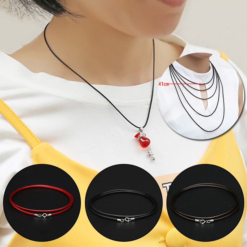 1-3 mm nahast vahatatud nöörist nahast kaelakee nöör roostevabast terasest homaari klambriga ühenduskett meeste naiste isetehtud ehted 41-60 cm