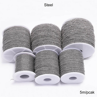 2-5m/lot 1.2-4.0mm Lanțuri de coliere din aur din oțel inoxidabil Lanțuri de bijuterii în vrac pentru realizarea de bijuterii DIY Accesorii
