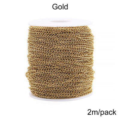 2-5m/lot 1.2-4.0mm Lanțuri de coliere din aur din oțel inoxidabil Lanțuri de bijuterii în vrac pentru realizarea de bijuterii DIY Accesorii