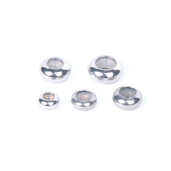 XHN 10 τμχ Ανοξείδωτο ατσάλι Spacer Stopper Beads Λείες στρογγυλές χάντρες γούρι με σιλικόνη από καουτσούκ Βραχιόλι DIY Jewelry Findings