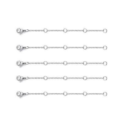 5-riba/komplekt roostevabast terasest pikenduskett homaari nööbiga, kaelakee reguleerija keti pikendusega ehete valmistamiseks 3/5/8/10 cm