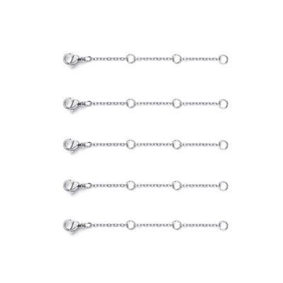 5-riba/komplekt roostevabast terasest pikenduskett homaari nööbiga, kaelakee reguleerija keti pikendusega ehete valmistamiseks 3/5/8/10 cm