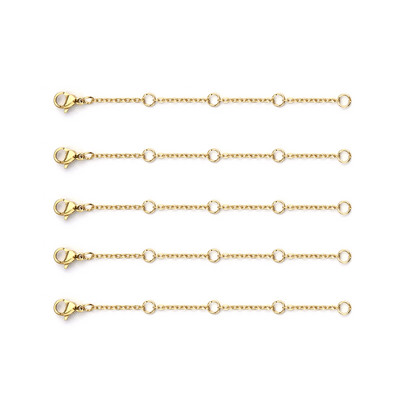 5-riba/komplekt roostevabast terasest pikenduskett homaari nööbiga, kaelakee reguleerija keti pikendusega ehete valmistamiseks 3/5/8/10 cm