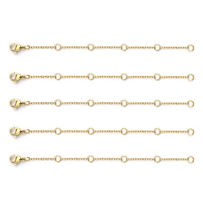 5-riba/komplekt roostevabast terasest pikenduskett homaari nööbiga, kaelakee reguleerija keti pikendusega ehete valmistamiseks 3/5/8/10 cm