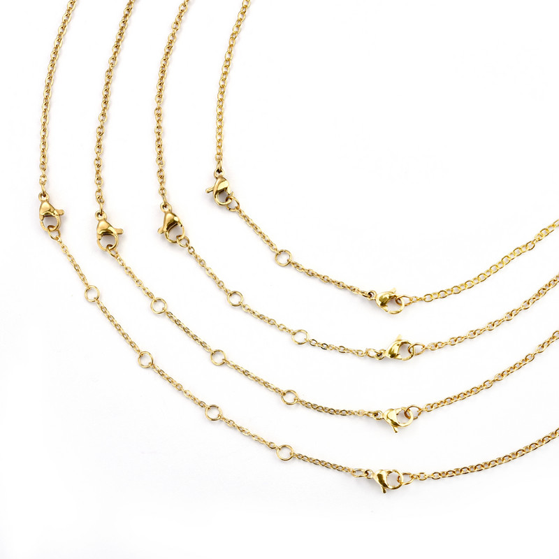 5-riba/komplekt roostevabast terasest pikenduskett homaari nööbiga, kaelakee reguleerija keti pikendusega ehete valmistamiseks 3/5/8/10 cm