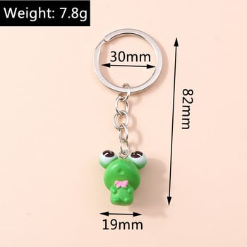 Γελοιογραφία Animal Keychain Χαριτωμένα μενταγιόν βάτραχος Μπρελόκ για γυναίκες Ανδρικές τσάντες κλειδιού αυτοκινήτου Μπρελόκ DIY Αξεσουάρ κοσμημάτων