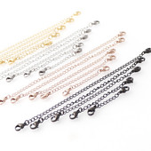 3 vnt 4 spalvų nerūdijančio plieno ilgintuvų grandinėlės su omarų užsegimais rožinio aukso karolių pratęsimo grandinėlė, skirta pasidaryk pats papuošalų priedams