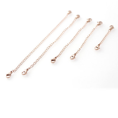 3 vnt 4 spalvų nerūdijančio plieno ilgintuvų grandinėlės su omarų užsegimais rožinio aukso karolių pratęsimo grandinėlė, skirta pasidaryk pats papuošalų priedams