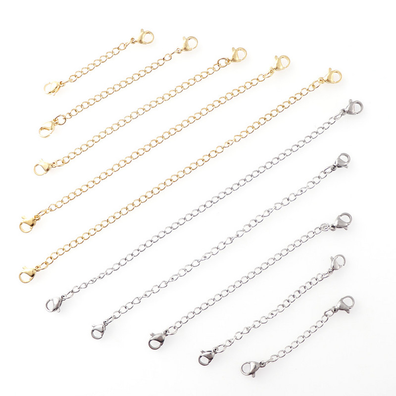 3 vnt 4 spalvų nerūdijančio plieno ilgintuvų grandinėlės su omarų užsegimais rožinio aukso karolių pratęsimo grandinėlė, skirta pasidaryk pats papuošalų priedams