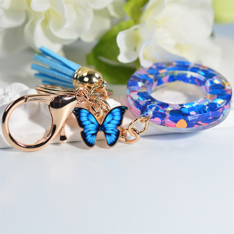 Vaigusinine armastuskirjaga võtmehoidja Käsitsi valmistatud kristallliimi tilk liblikas tutt Aksessuaarid Võtmehoidja Naiste ripats Kaunistused Kingitus